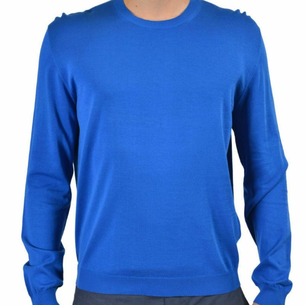 Ballantyne Men's Blue Crewneck Solid Sweater